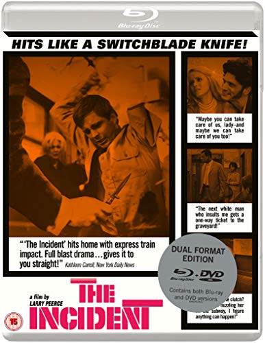 Blu-ray cover for The Incident featuring an orange-toned scene of a man with knife.