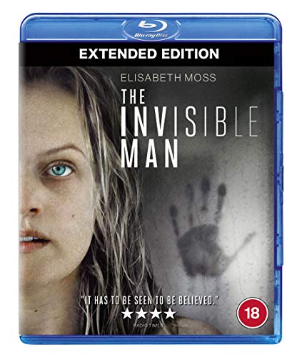 Blu-ray cover for "The Invisible Man" featuring Elisabeth Moss and a handprint.