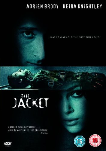 Movie cover for "The Jacket" featuring Adrien Brody and Keira Knightley.