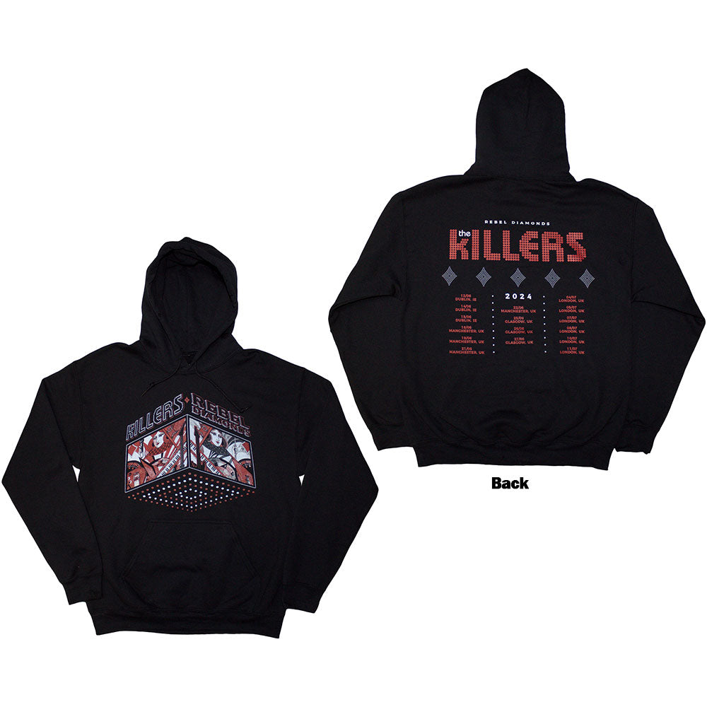 Black hoodie with The Killers' "Rebel Diamonds Tour '24" back print, size large.