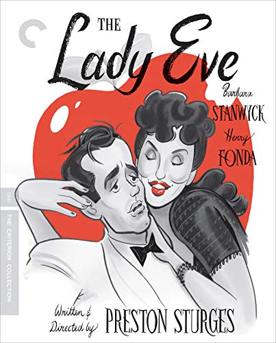 The Lady Eve" Blu-ray cover: Barbara Stanwick and Henry Fonda in illustrated portrait.