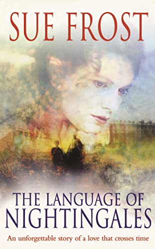 Book cover: “The Language of Nightingales” by Sue Frost, featuring a woman’s face.