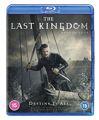 Blu-ray cover for "The Last Kingdom" Season 4, featuring a warrior with swords.