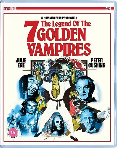 Blu-ray cover art for The Legend of the 7 Golden Vampires featuring film cast.