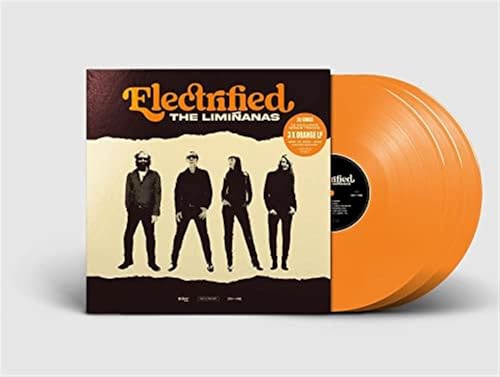 Orange vinyl record and cover art featuring four figures in silhouette.