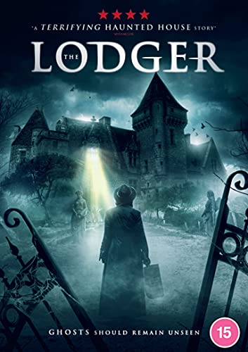 DVD cover for "The Lodger" featuring a woman facing a haunted house.