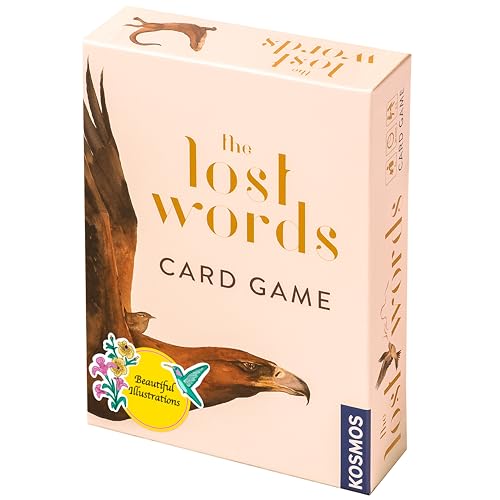 Box for "The Lost Words" card game with bird and floral art.