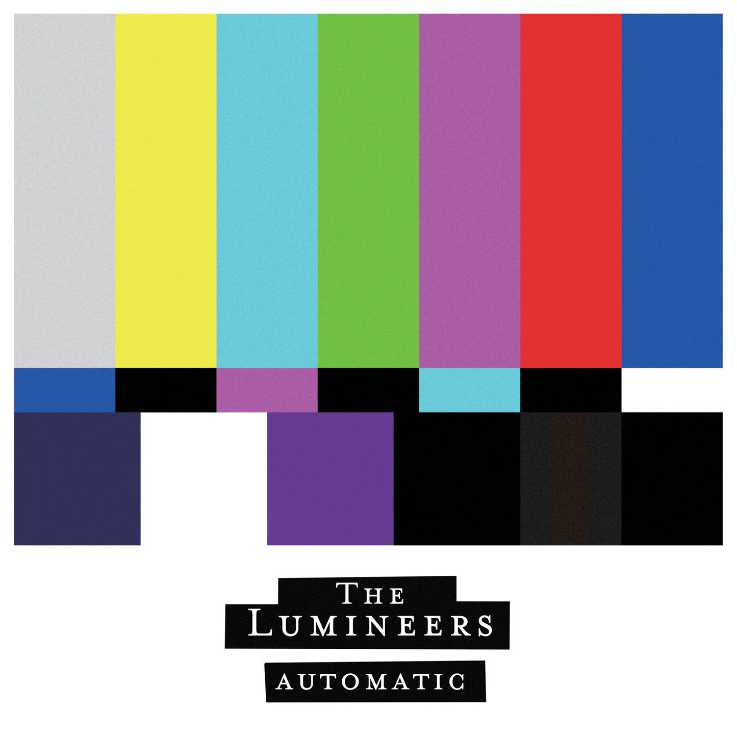 The Lumineers "Automatic" vinyl record cover with color test pattern.