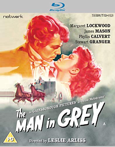 Blu-ray cover for “The Man in Grey” featuring a couple and horses.