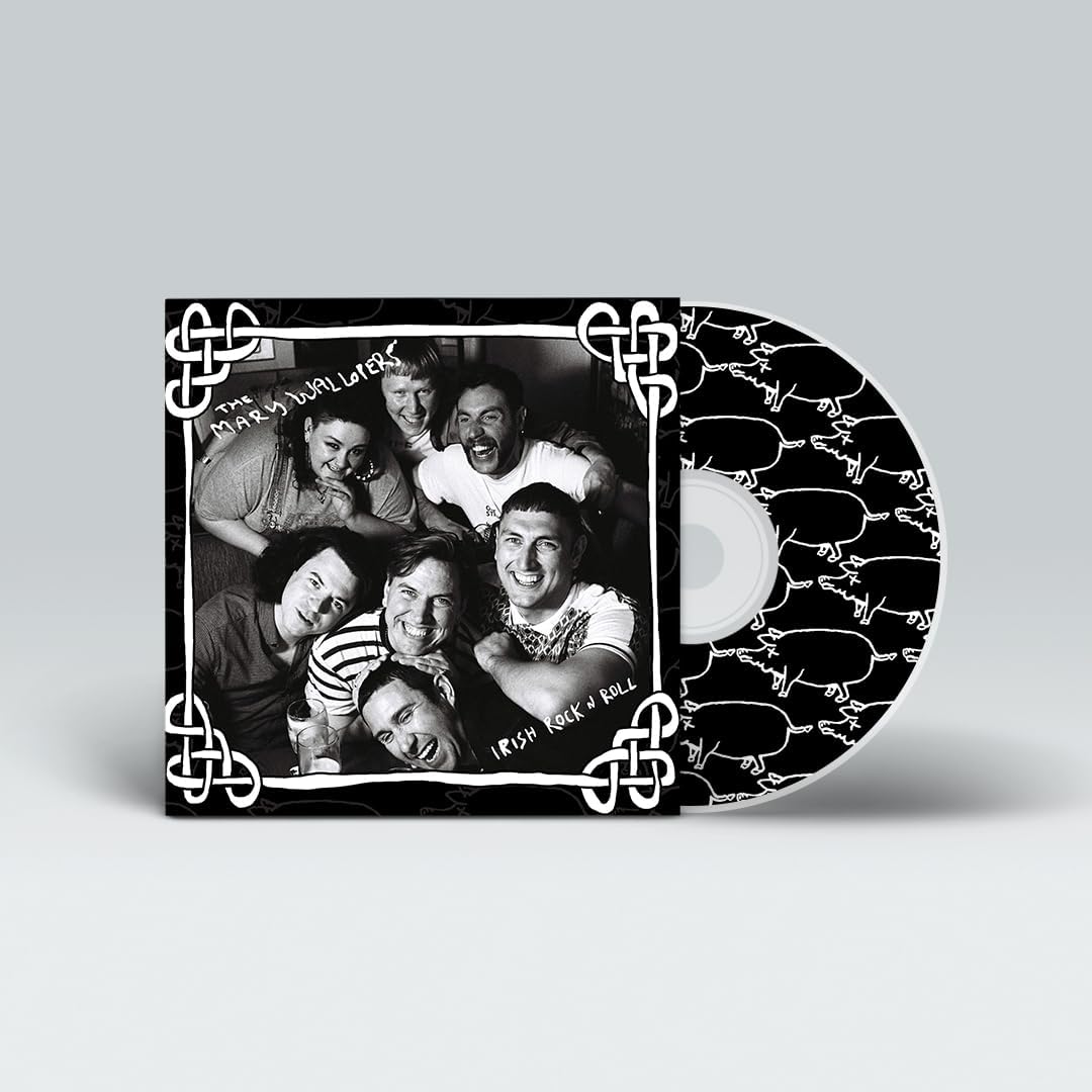 CD cover featuring a black and white group photo of The Mary Wallopers.