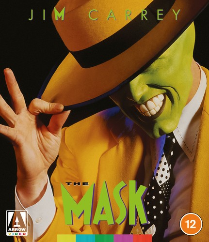Jim Carrey as The Mask, green-faced character in a yellow suit.
