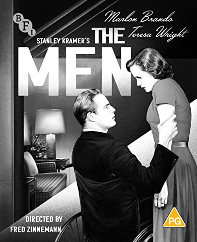 Blu-ray cover for "The Men" featuring Marlon Brando and Teresa Wright.