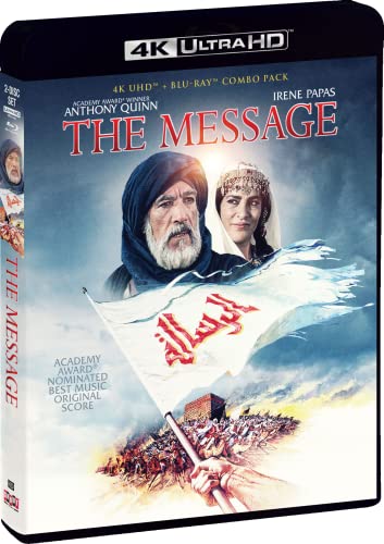 Blu-ray cover for "The Message" featuring Anthony Quinn and Irene Papas.