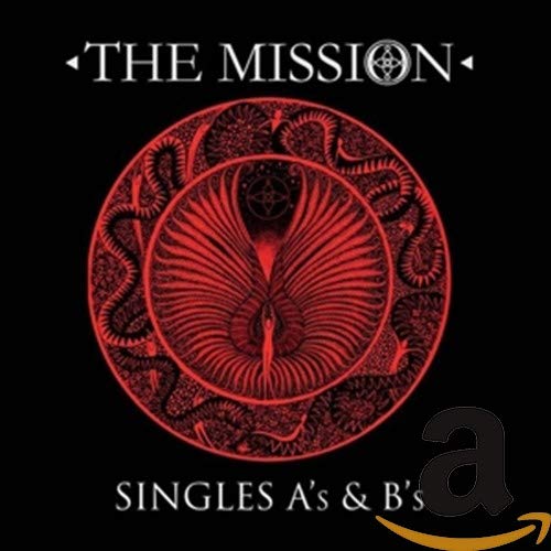 CD cover for The Missionās āSingles,ā featuring a red, ornate circular design.