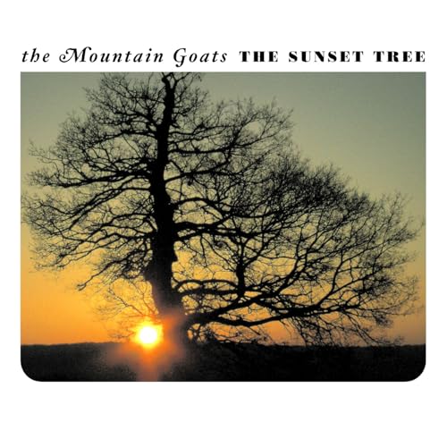 Album cover: silhouetted tree against a vibrant orange and yellow sunset.