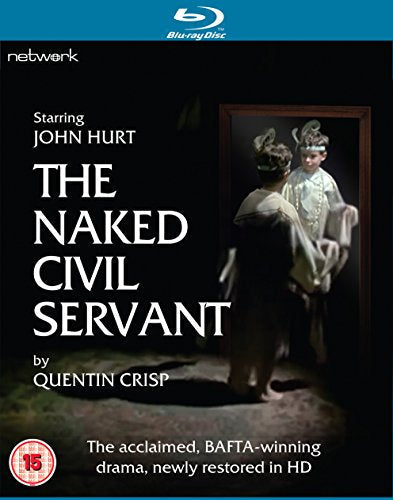 Blu-ray cover for āThe Naked Civil Servantā featuring a man in a doorway.