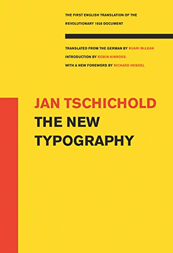 Book cover: "The New Typography" by Jan Tschichold, yellow and red design.