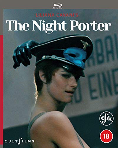 Blu-ray cover for "The Night Porter" featuring a woman and a hat.