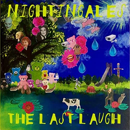 Album cover for "The Last Laugh" featuring surreal, colorful imagery.