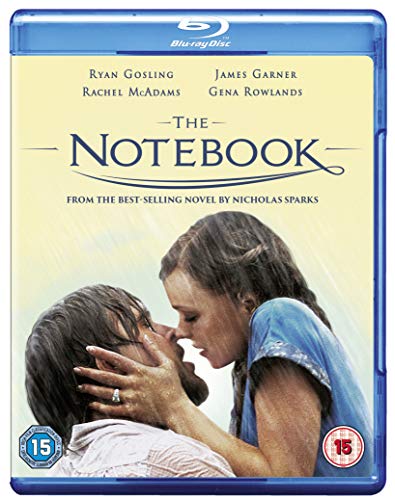 Blu-ray cover for The Notebook showing a couple kissing in the rain.