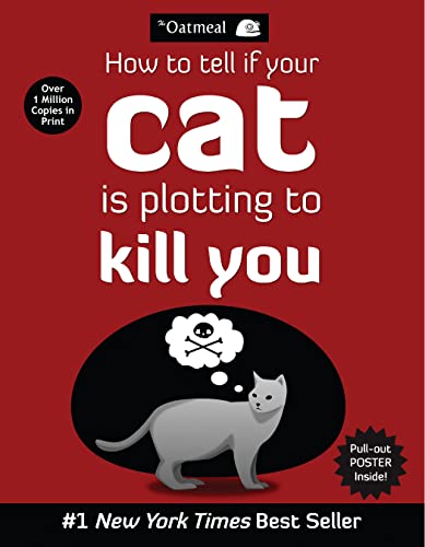 Red book cover with a gray cat and skull-and-crossbones image.