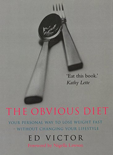 Book cover: "The Obvious Diet" with crossed fork and spoon image.
