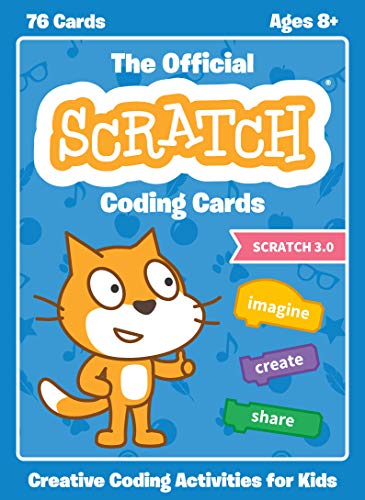The Official Scratch Coding Cards box cover featuring the orange Scratch cat mascot.