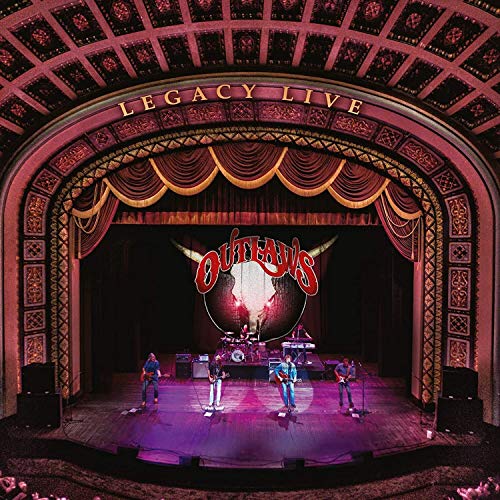 The Outlaws’ “Legacy Live” vinyl album cover depicts a concert stage.