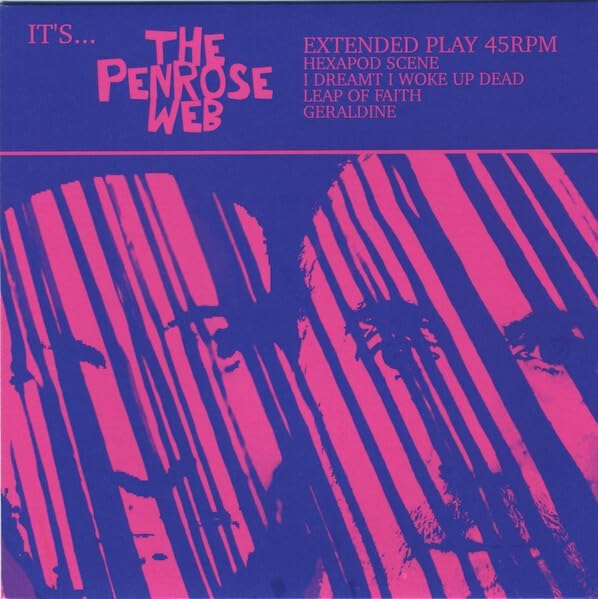 Vinyl EP cover: pink and blue abstract lines, band name "The Penrose Web".