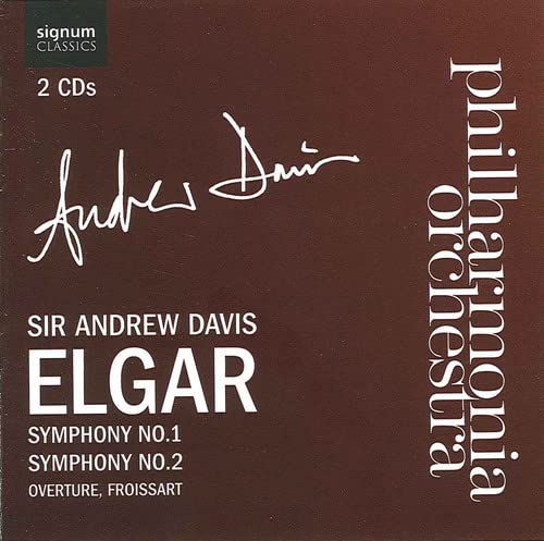 CD cover for Elgar symphonies, featuring signature and orchestra name.