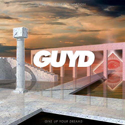 Album cover for "Give Up Your Dreams" featuring surreal architecture and an eye.