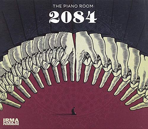 CD cover for “The Piano Room - 2084” with stylized hands and a figure.