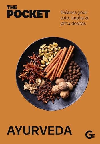 Book cover featuring a dark bowl of colorful spices and the title "Ayurveda".