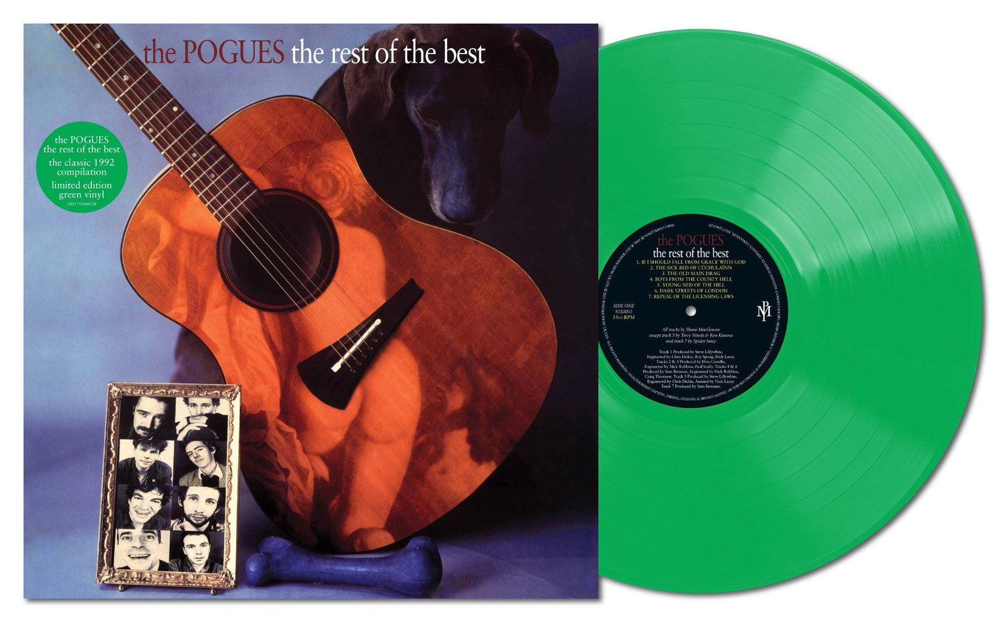 Green vinyl record for The Pogues’ “The Rest Of The Best” compilation.
