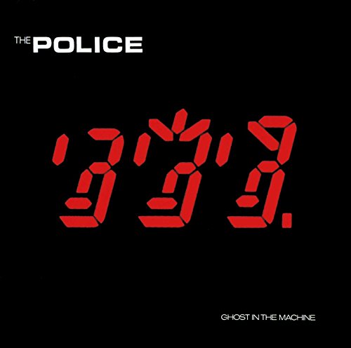 The Police Ghost in the Machine album cover with red digital icons on black.