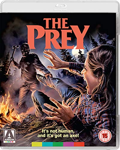 Blu-ray cover for "The Prey" depicting a woman fleeing a masked man with an axe.