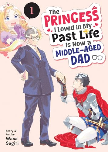 Manga cover featuring a man, a princess, and a kneeling knight.