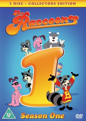 DVD cover for “The Raccoons” Season 1 featuring cartoon animal characters.