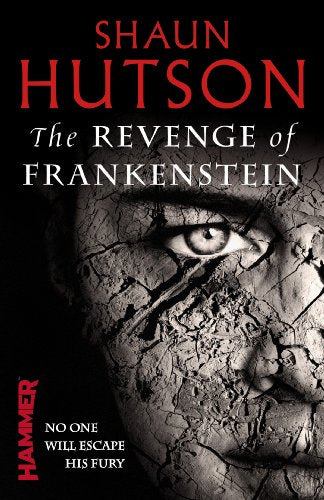 Book cover: cracked face with one visible eye, title "The Revenge of Frankenstein".