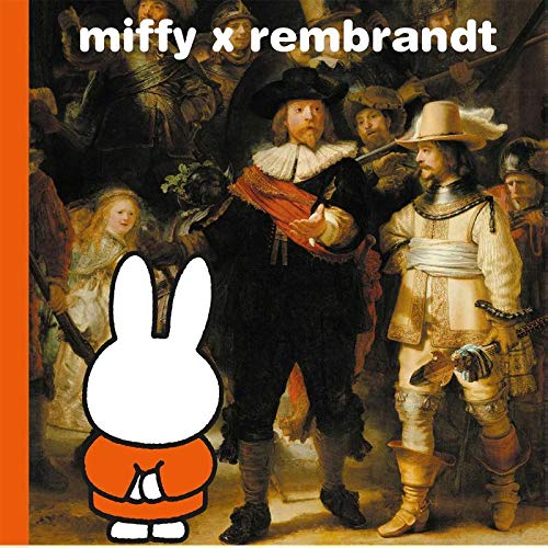 Miffy stands before a painted scene inspired by Rembrandt’s “The Night Watch.”