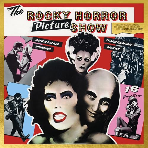Vinyl record cover for "The Rocky Horror Picture Show" featuring character portraits.