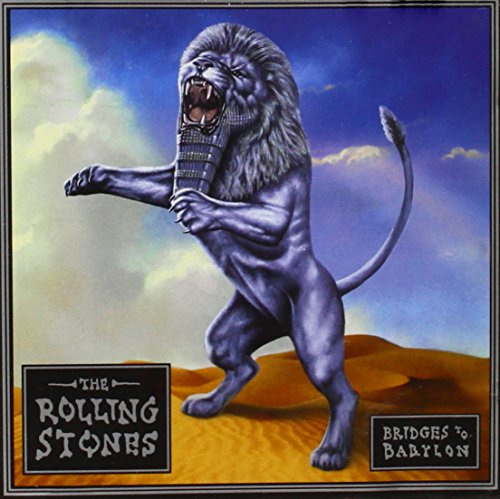 Album cover: blue lion with a skyscraper in its mouth.