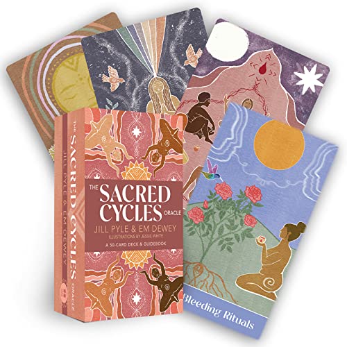 Oracle card deck and guidebook with colorful, illustrated depictions of figures.