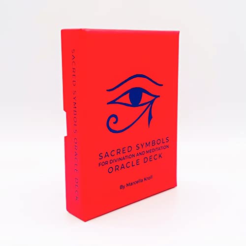 Red oracle card deck box with a blue Eye of Horus symbol.