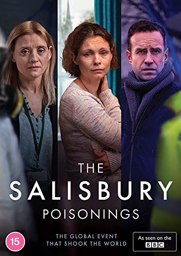 DVD cover featuring three actors with the title The Salisbury Poisonings and age rating.