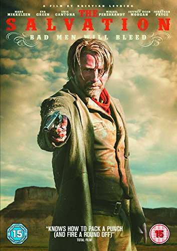 DVD cover for “The Salvation” featuring Mads Mikkelsen with a gun.