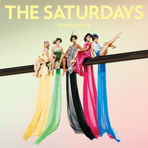 “The Saturdays” album cover, five women in flowing gowns on a line.