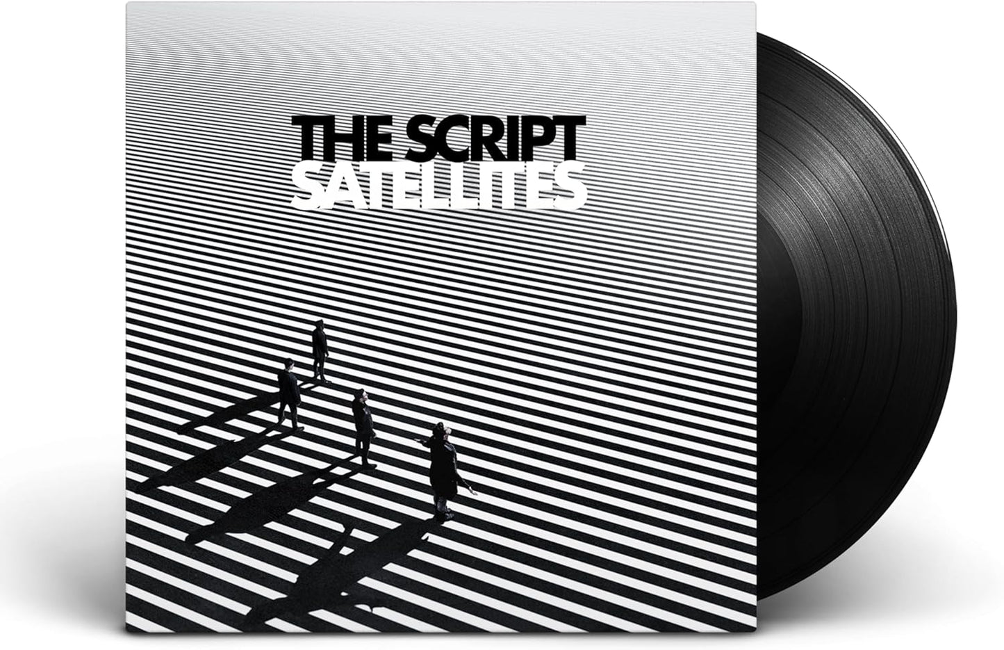 The Script’s “Satellites” vinyl record with striped cover and figures.
