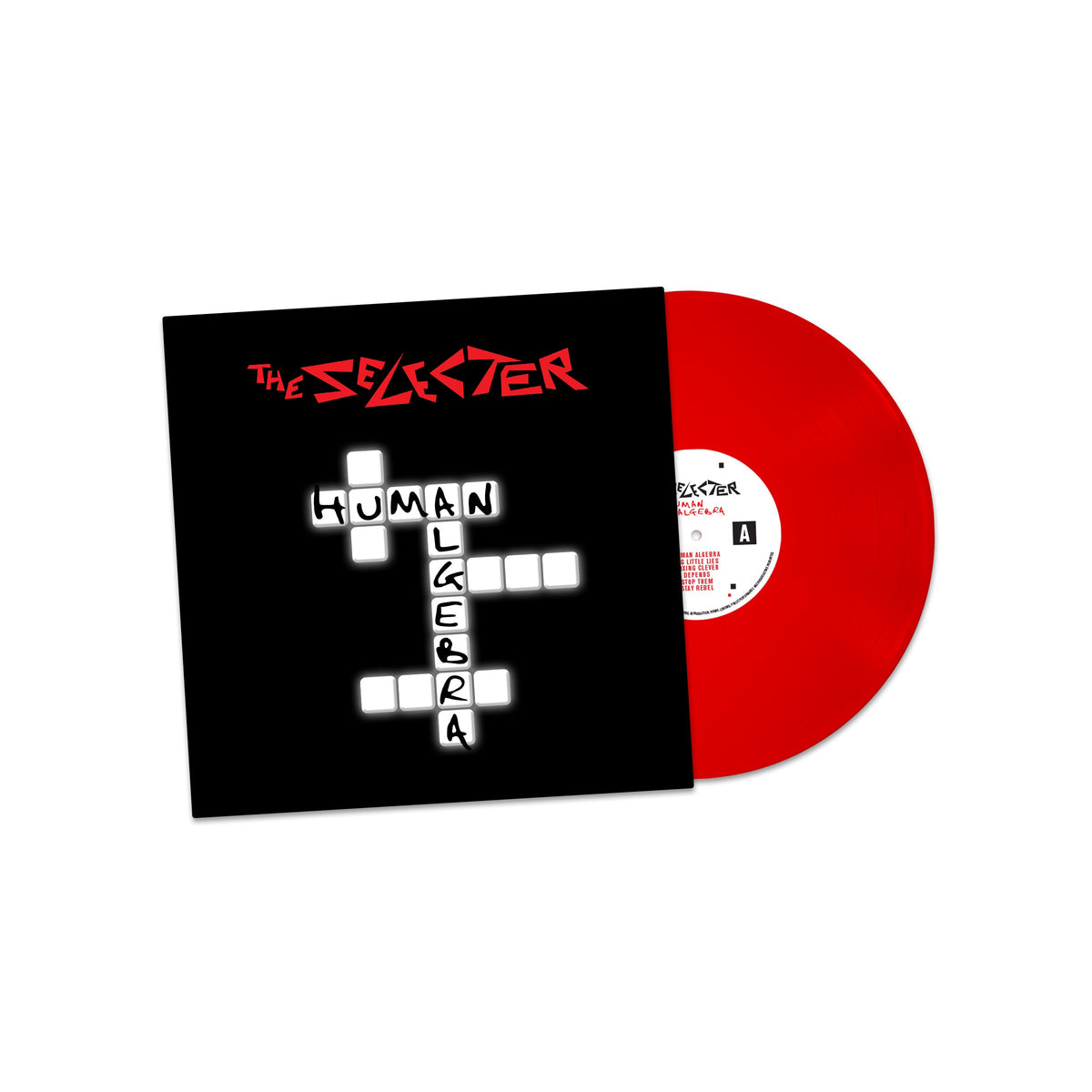 The Selecter "Human Algebra" vinyl LP with red record and black cover.