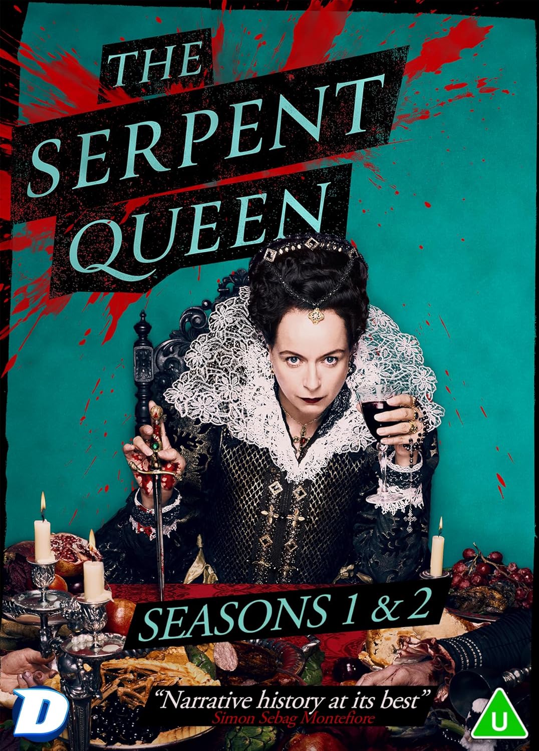 DVD cover for The Serpent Queen featuring a queen holding a dagger and wine.